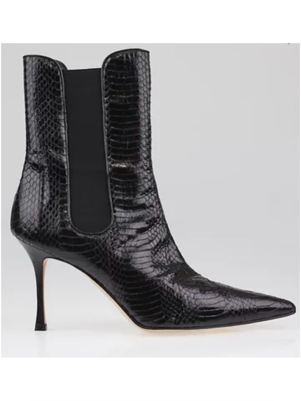 Manolo Blahnik Python Leather Pointed Toe Ankle Boots 39.5